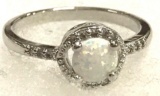 Classic White Fire Opal Band/ Ring Size 8