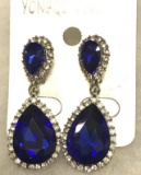 Blue Sapphire Stud Dangle/ Drop Earrings