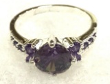 Round Cut Purple Amethyst Ring Size 8