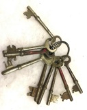 Vintage Key Ring with 9 Skeleton Keys