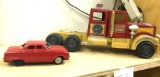 Vintage Pressed Tin Car and Vintage Tonka Fire Truck