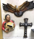 Eagle, Indian and Cross Wall Hangings