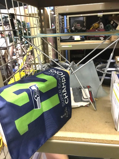 Folding portable Seat, Seahawks mini flag, Prepaid Phone etc