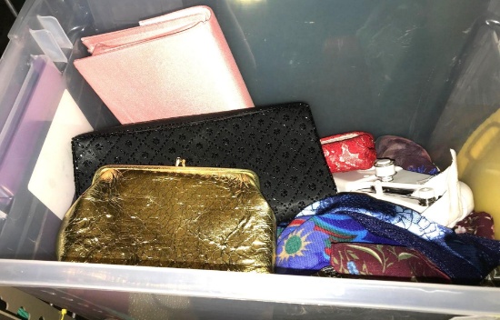 Lot of Clutch Purses and scrafes