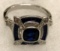 Blue Sapphire and White Topaz Ring Size 8