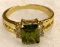 Olive Green Square cut Peridot ring Size 9