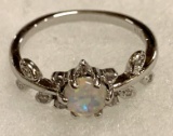6 Claw Round Fire Opal Ring Size 8