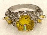 Silver Plated Citrine Ring size 8