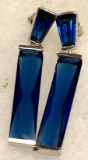 Blue Zircon Strip Drop/ Dangle Earrings
