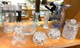 Blue Stripped Vase and 8 Pieces of Crystal/ Glassware