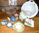 Japanese Tea Set, Pink and White Walther Vase and Other China