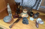 Home decor Lot In earth Tones- Old Baby Shoes, Rocks, Candles etc