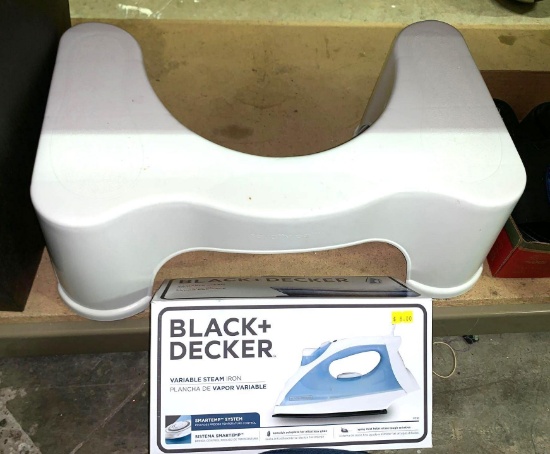 Squatty Potty Stool and Black and decker Iron