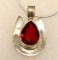 6ct Sterling Silver Fire Garnet Pendant and Chain