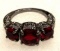 Round Cut Three Stone Ruby Ring Size 7