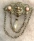 Vintage Pearl and chain Brooch- unsigned