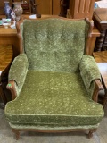 Vintage Velvet Green Arm Chair