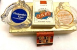 Vintage Daves Cigarette Measuring Tape , 2 Vintage Ash Trays and rare Vintage Feature Matchbook