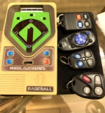 4 Car Remotes and Vintage 1980's Mattel Baseball Game