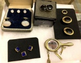 4 Vintage Sets of Cuff Links/ Shirt Studs and Hair Dressers Brooch