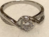 Round Cut White Sapphire Ring Size 7.5