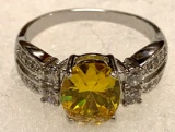 Oval Cut Citrine and White Sapphire Ring Size 8