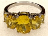Oval Cut Five Stone Citrine Ring Size 8