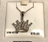 Sterling Silver Crown Necklace and Genuine Diamonds