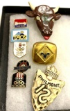 Vintage 1960's Boy Scout BSA Neckerchief Slide Lot- Philmont Region 12 and 5 Skin Resort pins