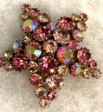 Vintage Pink Starburst Brooch- unsigned