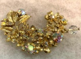 Vintage Flower Rhiestone Brooch- Unsigned