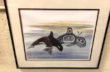 Framed Killer Whale and Its Spirit Art Signed by Sue Coleman