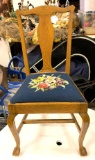 Embroidered Oak Chair