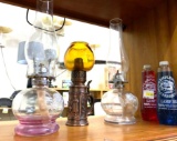 3 Oil Lamps and 2 Bottles of Lamp Oil