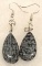 Black and grep Teardrop Shape Obsidian earrings