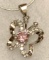 Pink Sapphire and White Topaz Sterling Silver Butterfly Pendant and Chain