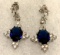 4 ct Sterling Silver Blue Sapphire and Topaz Drop Earrings