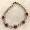 Garnet and White Topaz Tennis Bracelet 7.5