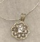 2 Ct Sterling Silver White Sapphire Pendant and chain