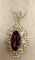 1 ct Sterling Silver Amethyst White Topaz Pendant and chain