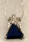 4 ct Blue Sapphire and Topaz Pendant and Chain