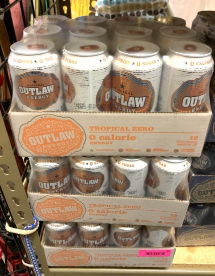 3 Cases of Outlaw Energy Drink - Tropical Zero Flavor 36 cans