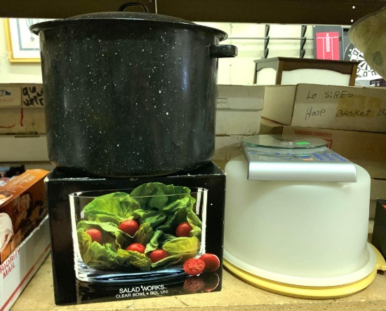 Salad Bowl, Pot, Kitchen Scale and Cake Holder