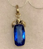 10 ct Sterling Silver Blue Sapphire 1 1/2