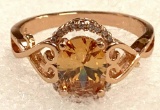 Rose Gold Color Oval Cut Morganite Ring Size 9