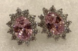2 ct Sterling Silver Pink Sapphire and White Topaz earrings