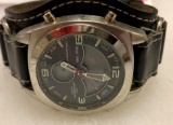 Mens Dual Time Sport Chronograph Cuff Style watch