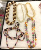 5 Vintage Necklaces- Amethyst Beads, Silk Beads etc