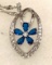 Blue Sapphire Floral Pendant and White Topaz and Chain