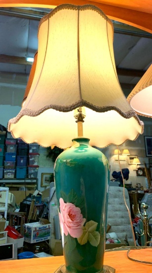 Green Ceramic Lamp 30" Tall